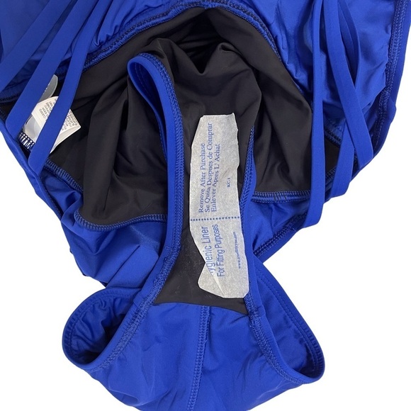 La Blanca Island Goddess Multi Strap Cross Back Blue One Piece Swimsuit Size 4 - Picture 9 of 9